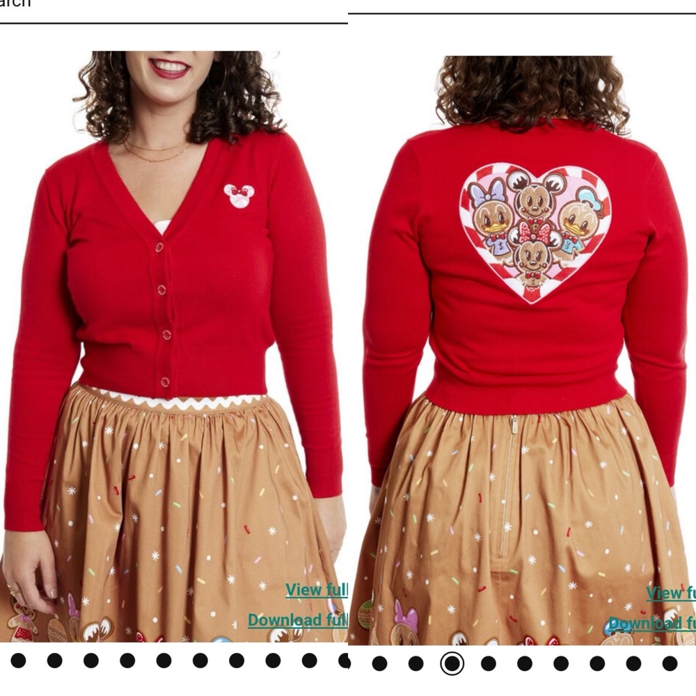 ⭐️2/$77⭐️Stitch Shoppe Disney Gingerbread Friends Alexa Cropped Cardigan Sweater